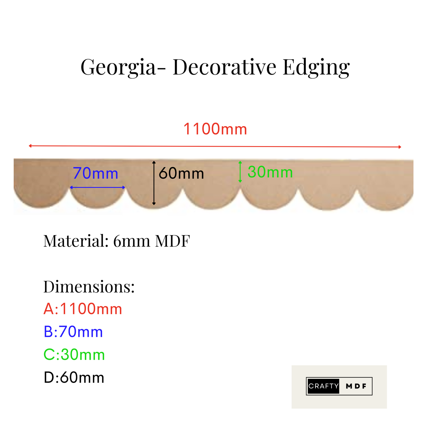 Georgie Decorative Scallop Trim Edging 6mm