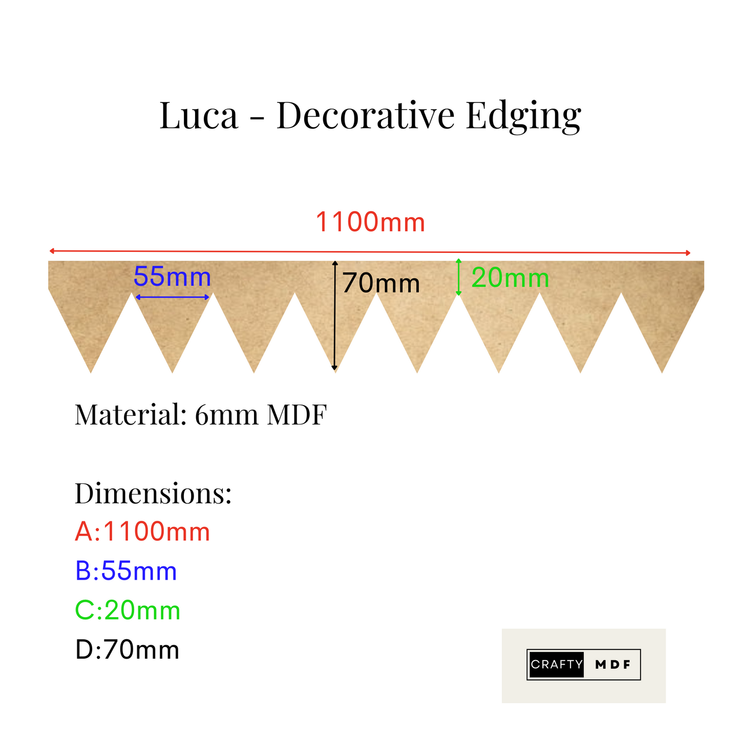 Luca Decorative Triangle Trim Edging 6mm