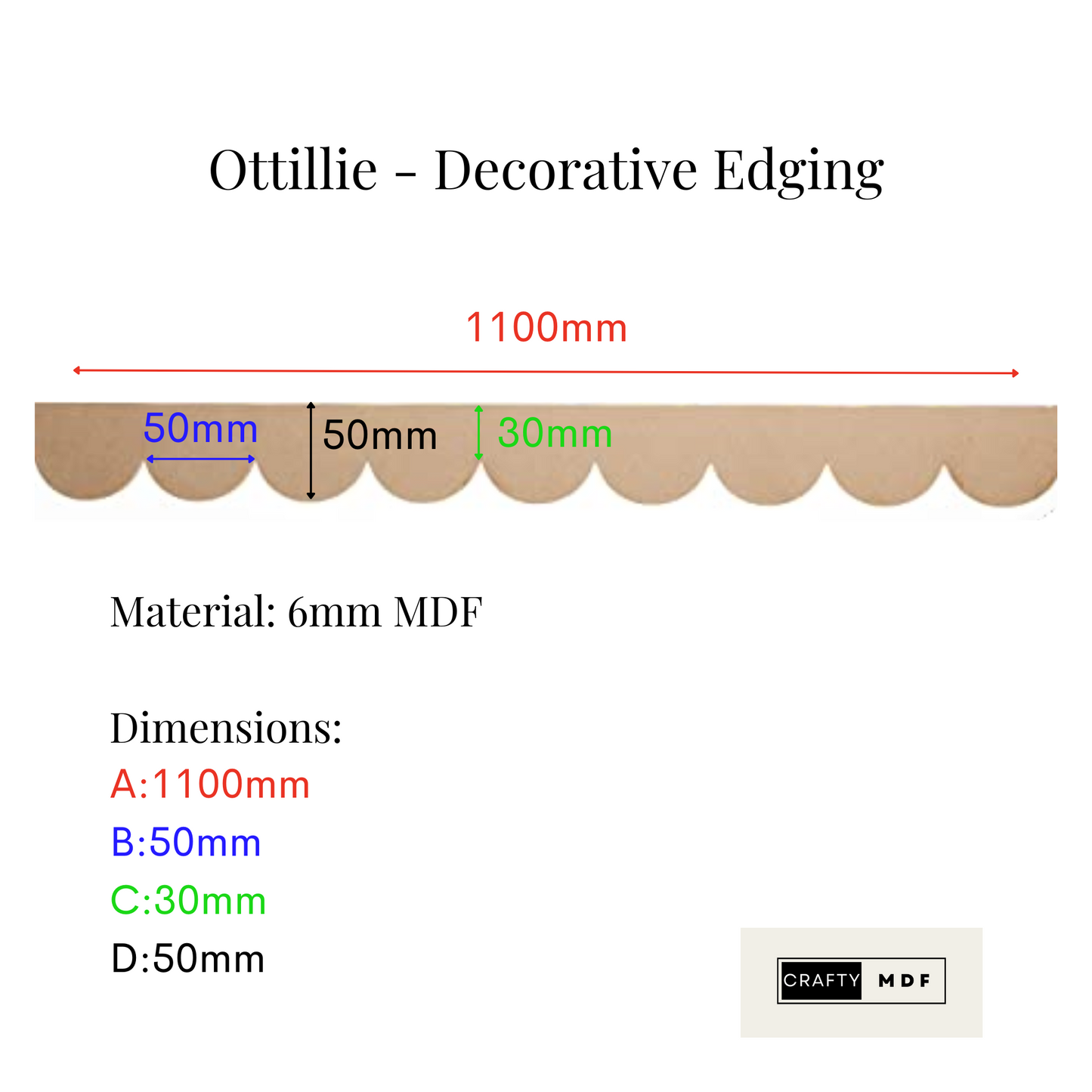 Ottilie Decorative Scallop Trim Edging 6mm